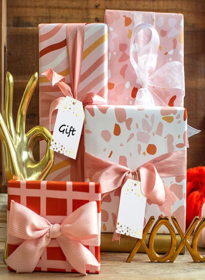 جيجاكرافت مجموعة جيج كرافت من 100 قطعة من بطاقات الهدايا مع خيط، بطاقات فارغة مزينة بنقاط ذهبية لامعة، مقاس 3.3 × 2.2 بوصة، بطاقات ورقية بيضاء، ملصقات أسماء معلقة لهدايا الحفلات، مناسبة لحفلات استقبال المولود، وأعياد الميلاد، وحفلات الزفاف. - Image 5